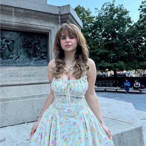 House of CB White and Blue Sundress for Wedding Guest - Picture 2 of 2